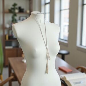 Silver fringe dangle necklace